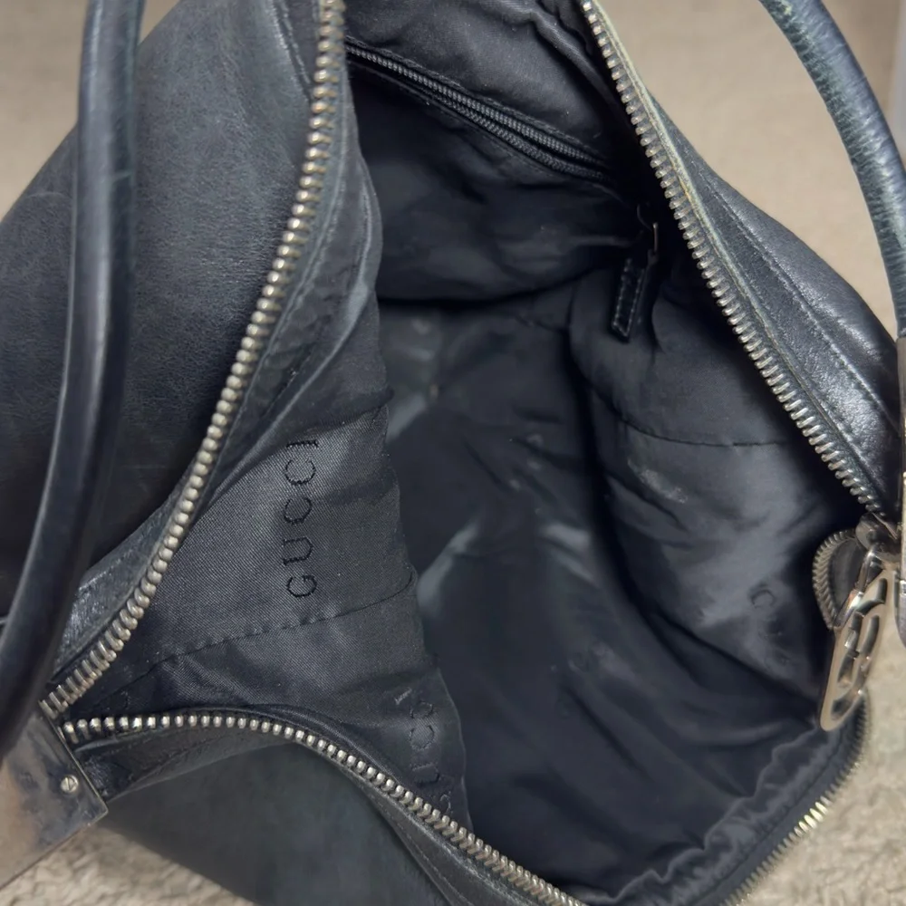 GUCCI 1997 TOM FORD ERA Smooth Black Calfskin‎ Leather Hobo 3814 w/ GG DustBag - Picture 10 of 13